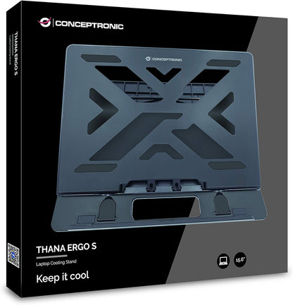 Conceptronic Thana 03B Ergo S Notebook Cooling Pad Cooling Pad up to 15.6 Inches Ergonomic Height Adjustable 7 Levels