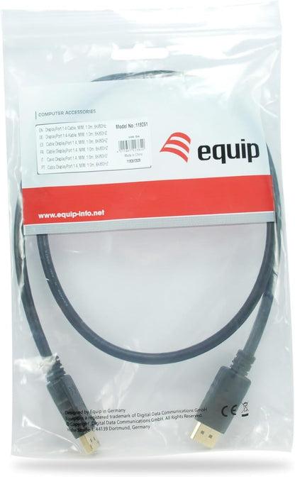 Equip 119251 Displayport Cable Male To Male 1 M, Black