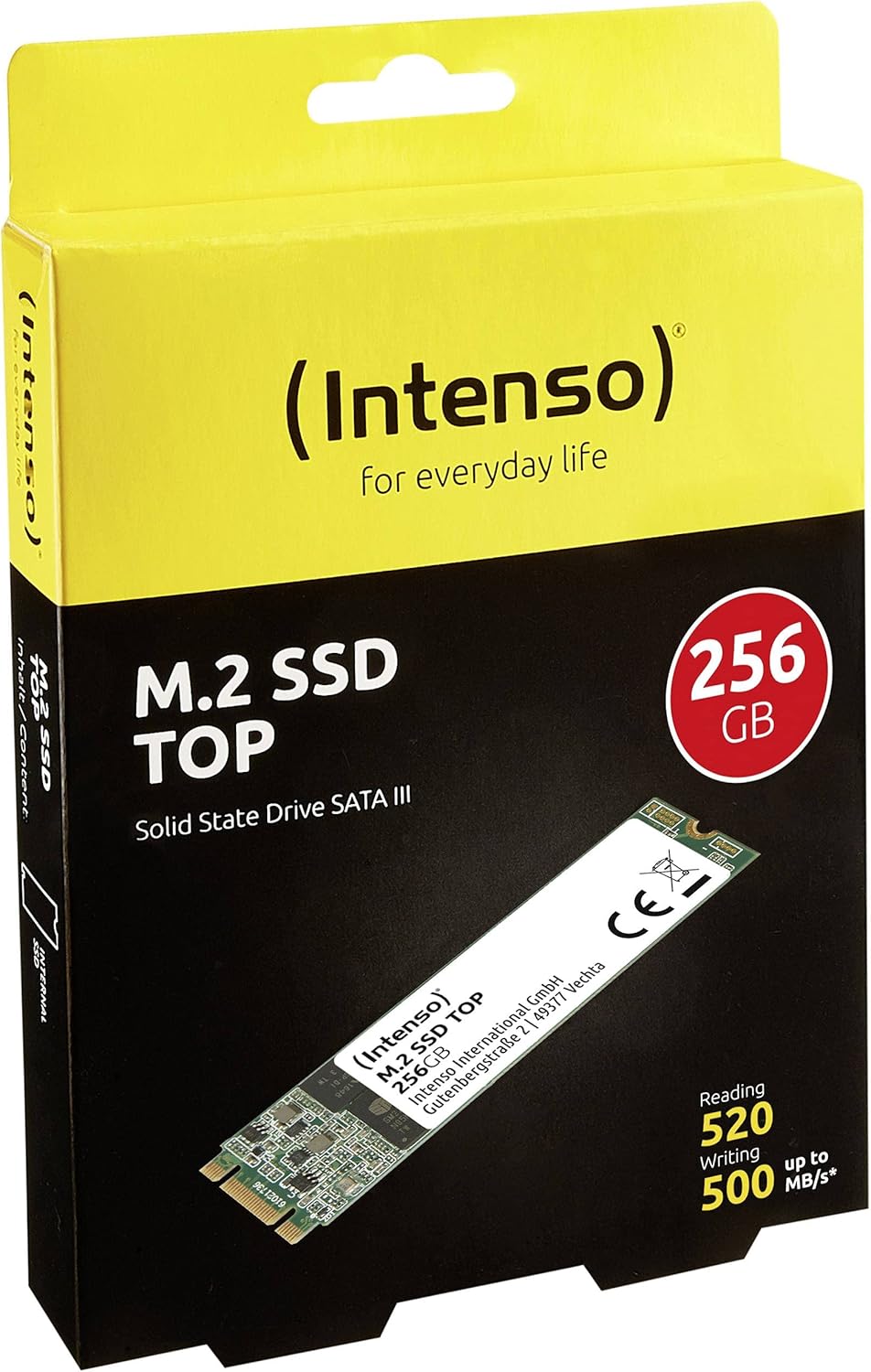Intenso Internal M.2 SSD SATA III Top, 256GB, 520MB/second