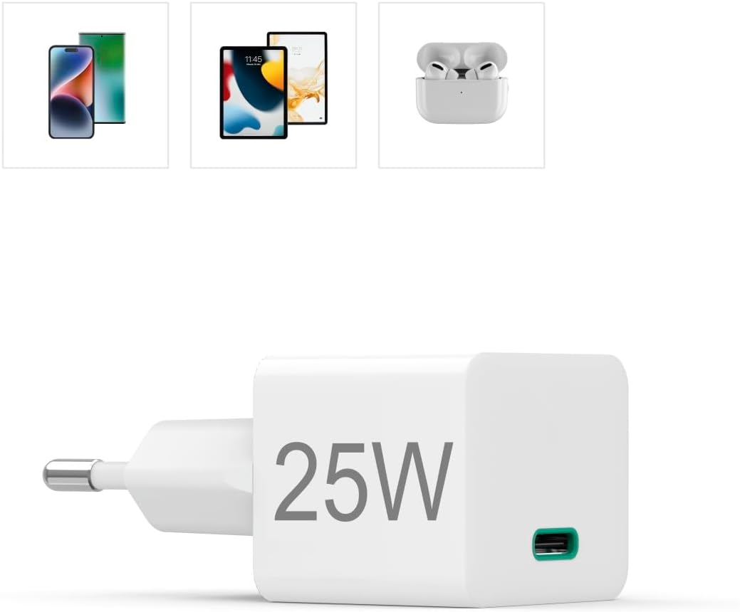 Hama Fast Charger, USB-C, PD/Qualcomm®, Mini Charger, 25 W, White