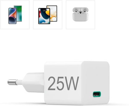 Hama Fast Charger, USB-C, PD/Qualcomm®, Mini Charger, 25 W, White