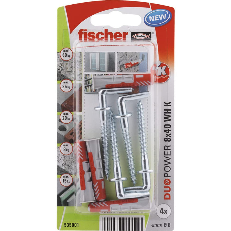 Angle Nails Fischer Duopower 535001 Studs 8 X 40 Mm 4 Units