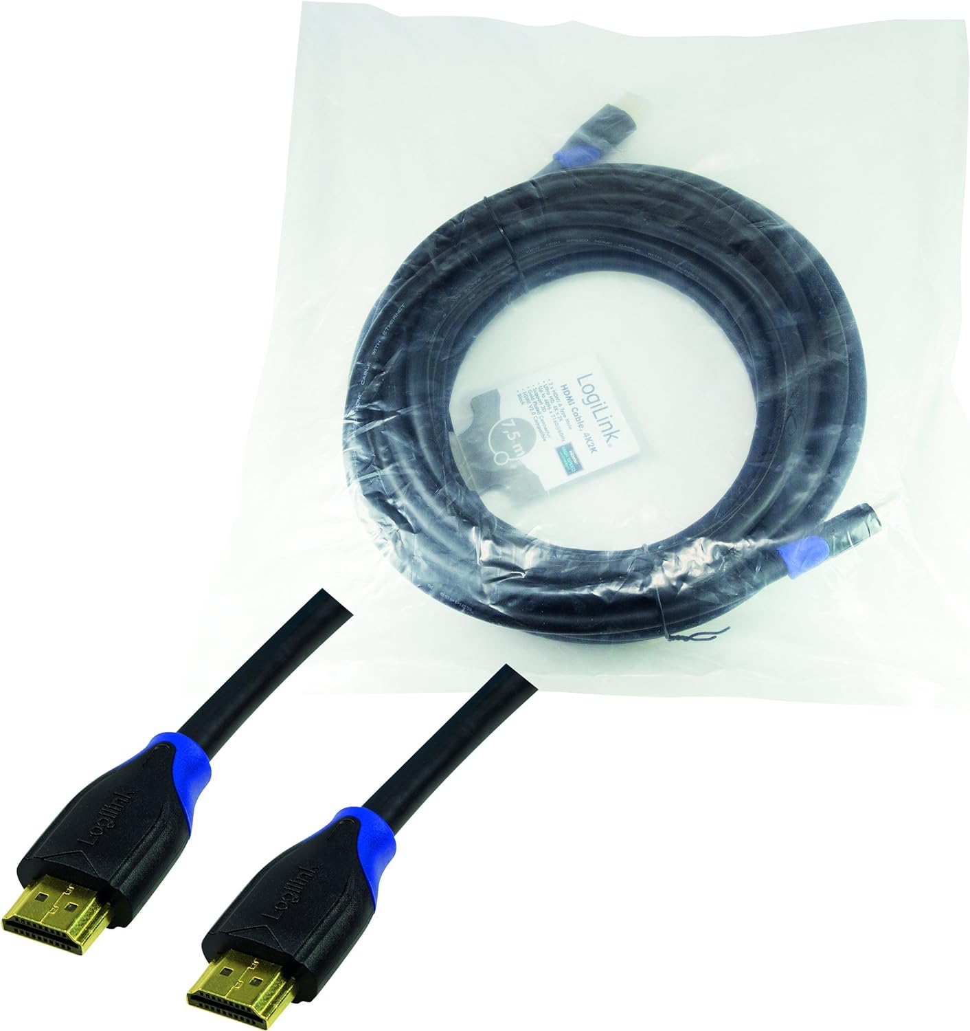Logilink CH0065 HDMI Connection Cable Standard High Speed with Ethernet for Resolutions up to 4096 x 2160, Ultra HD and 3D Black, 7.5 m 7,5 m