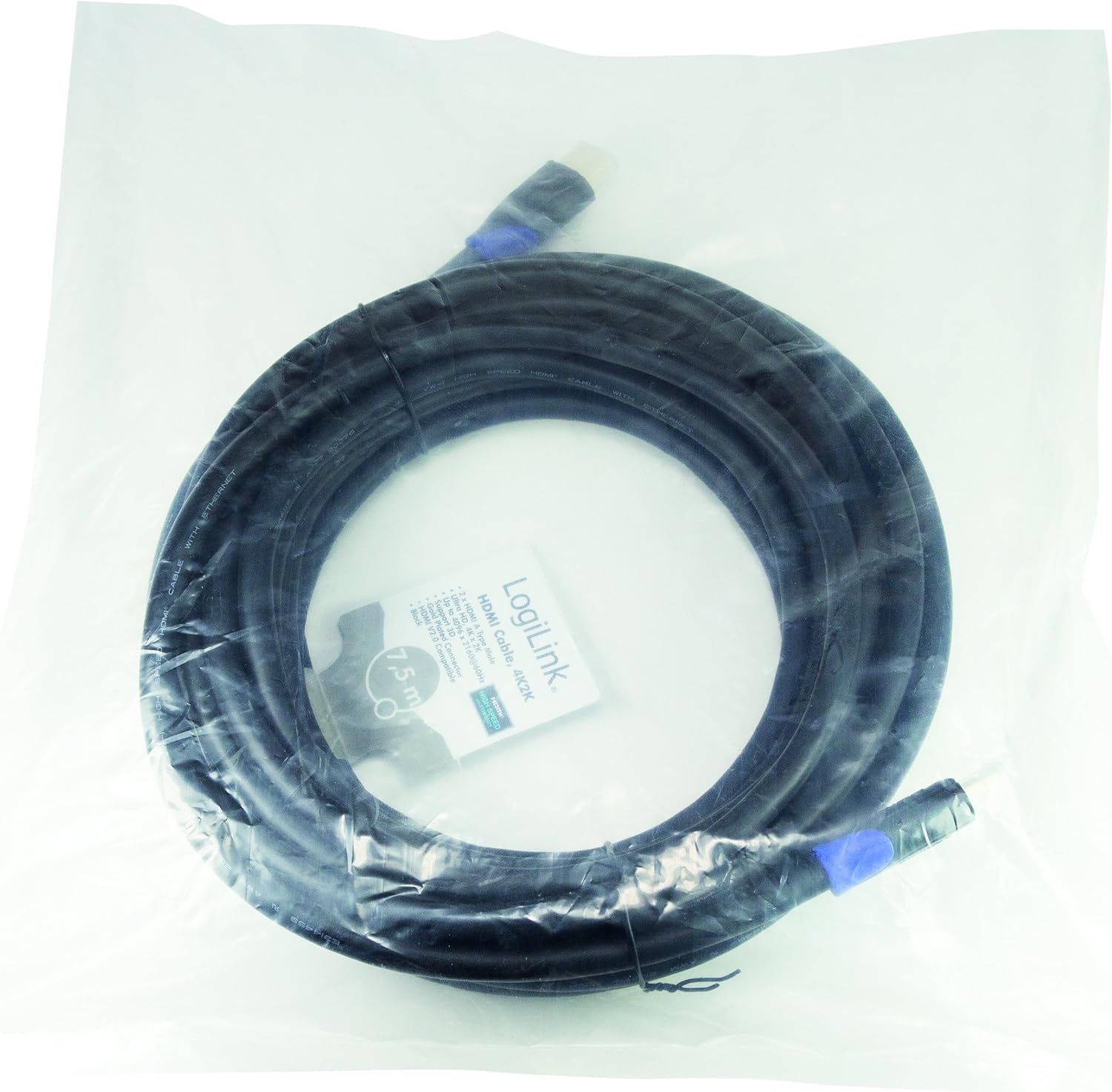 Logilink CH0065 HDMI Connection Cable Standard High Speed with Ethernet for Resolutions up to 4096 x 2160, Ultra HD and 3D Black, 7.5 m 7,5 m