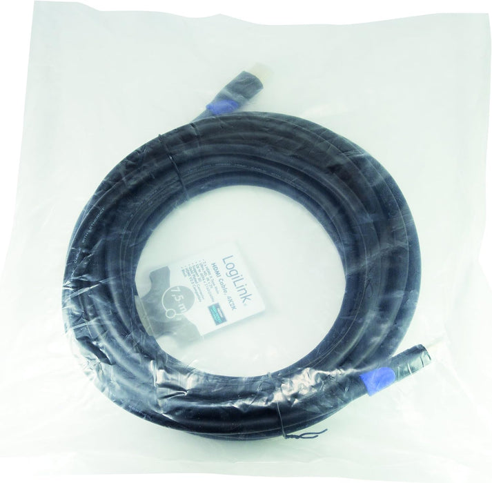 Logilink CH0065 HDMI Connection Cable Standard High Speed with Ethernet for Resolutions up to 4096 x 2160, Ultra HD and 3D Black, 7.5 m 7,5 m