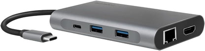 LogiLink UA0382 - USB 3.2 (Gen 1) Docking Station with 8 Ports and PD (Power Delivery) 100 W, 1 x USB-C (PD) / 2 x USB 3.0/2 x USB 2.0/1 x HDMI / 1 x DisplayPort / 1 x RJ45 / Silver