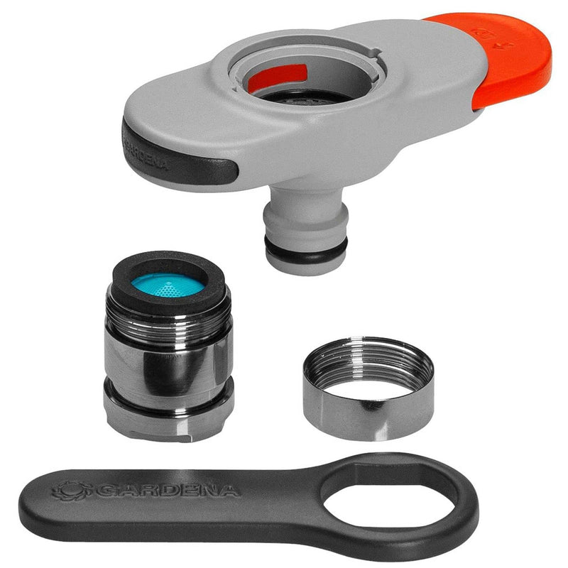 Gardena tap connector for indoor taps: Connection for indoor taps, including adapter for aerator head, spanner for easy fitting, for kitchen and bathroom (18210-20