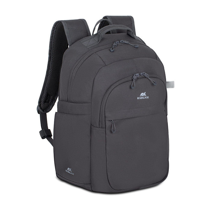 Rivacase modischer Rucksack, kleiner Laptoprucksack für Damen und Herren, Cityrucksack für Tablet bis 14 Zoll – wasserabweisender Rucksack für Arbeit und Freizeit / 16L Grau