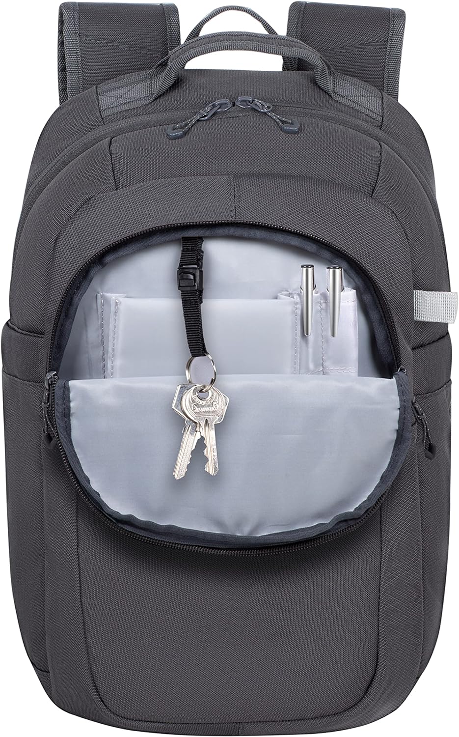 Rivacase modischer Rucksack, kleiner Laptoprucksack für Damen und Herren, Cityrucksack für Tablet bis 14 Zoll – wasserabweisender Rucksack für Arbeit und Freizeit / 16L Grau