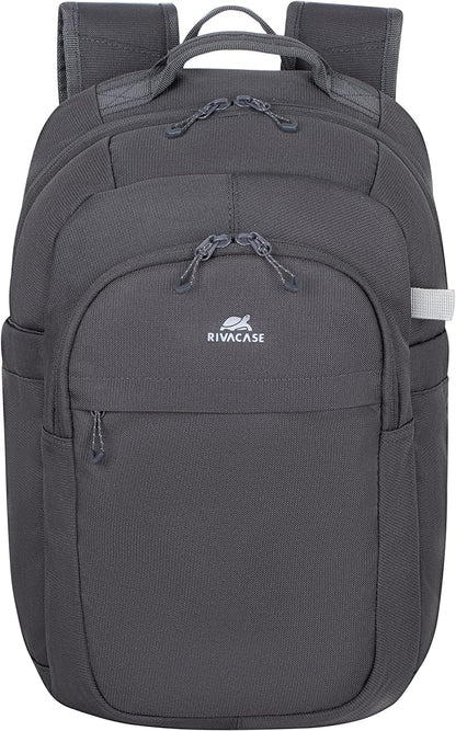 Rivacase modischer Rucksack, kleiner Laptoprucksack für Damen und Herren, Cityrucksack für Tablet bis 14 Zoll – wasserabweisender Rucksack für Arbeit und Freizeit / 16L Grau