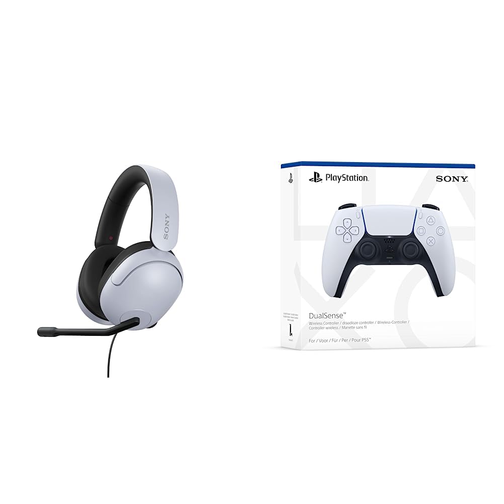 Sony INZONE H3 Gaming Headset - 360 Spatial Sound for Gaming - Boom microphone - PC/PlayStation5 & PlayStation 5 DualSense Wireless Controller Inzone H3 + DualSense Controller (PS5)