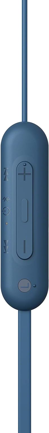 Sony WI-C100 Wireless In-ear Headphones - Up to 25 hours of battery life - Water resistant- Built-in mic for phone calls - Voice Assistant compatible - Reliable Bluetooth® connection - Blue