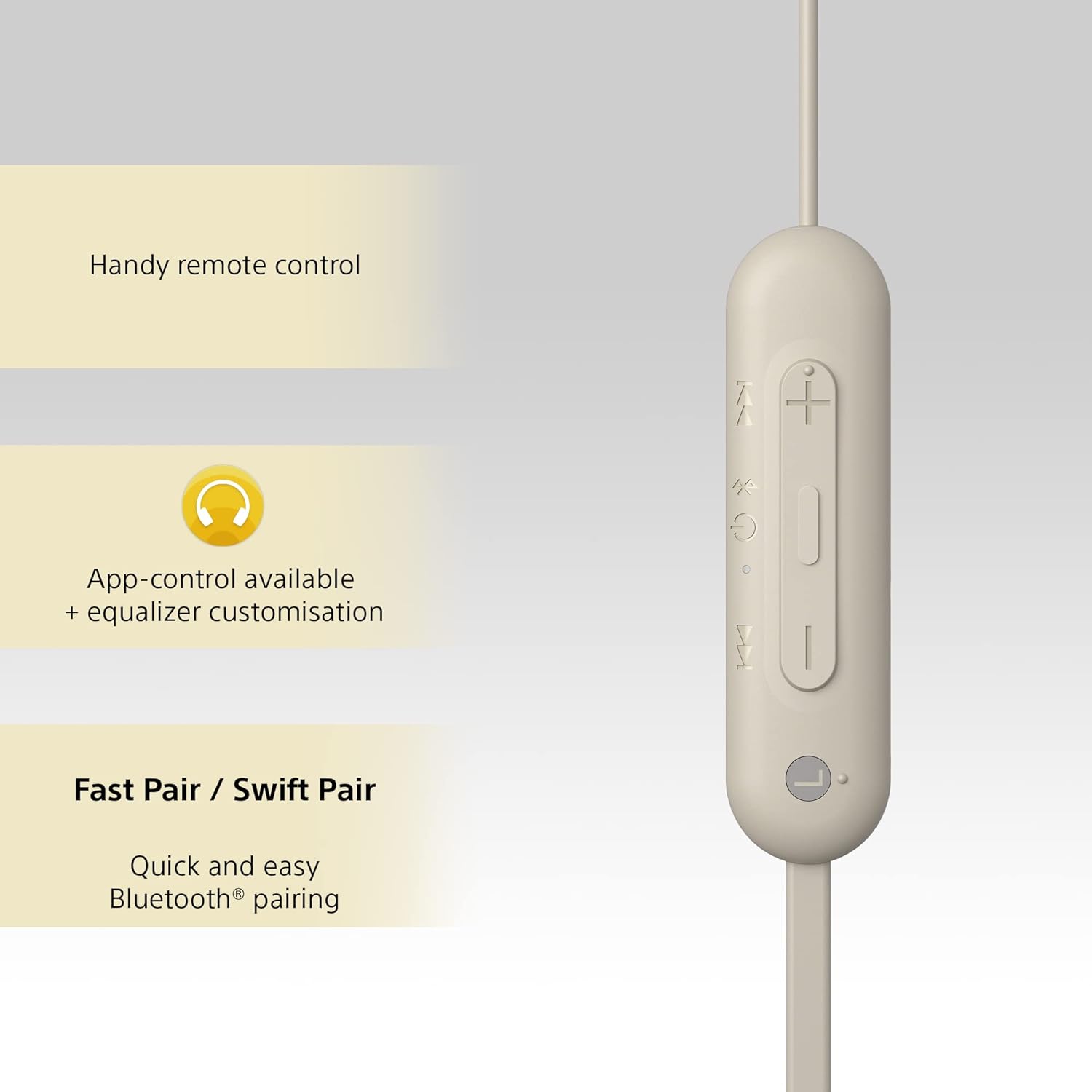 Sony WI-C100 Wireless In-ear Headphones - Up to 25 hours of battery life - Water resistant - Built-in mic for phone calls - Voice Assistant compatible - Reliable Bluetooth® connection