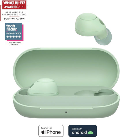 Sony WF-C700N Wireless, Bluetooth, Noise Cancelling Earbuds (Small, Lightweight Earbuds with Multi-Point Connection, IPX4 rating, up to 20 HR battery, Quick Charge, iOS & Android) Sage Green Sage Green Single