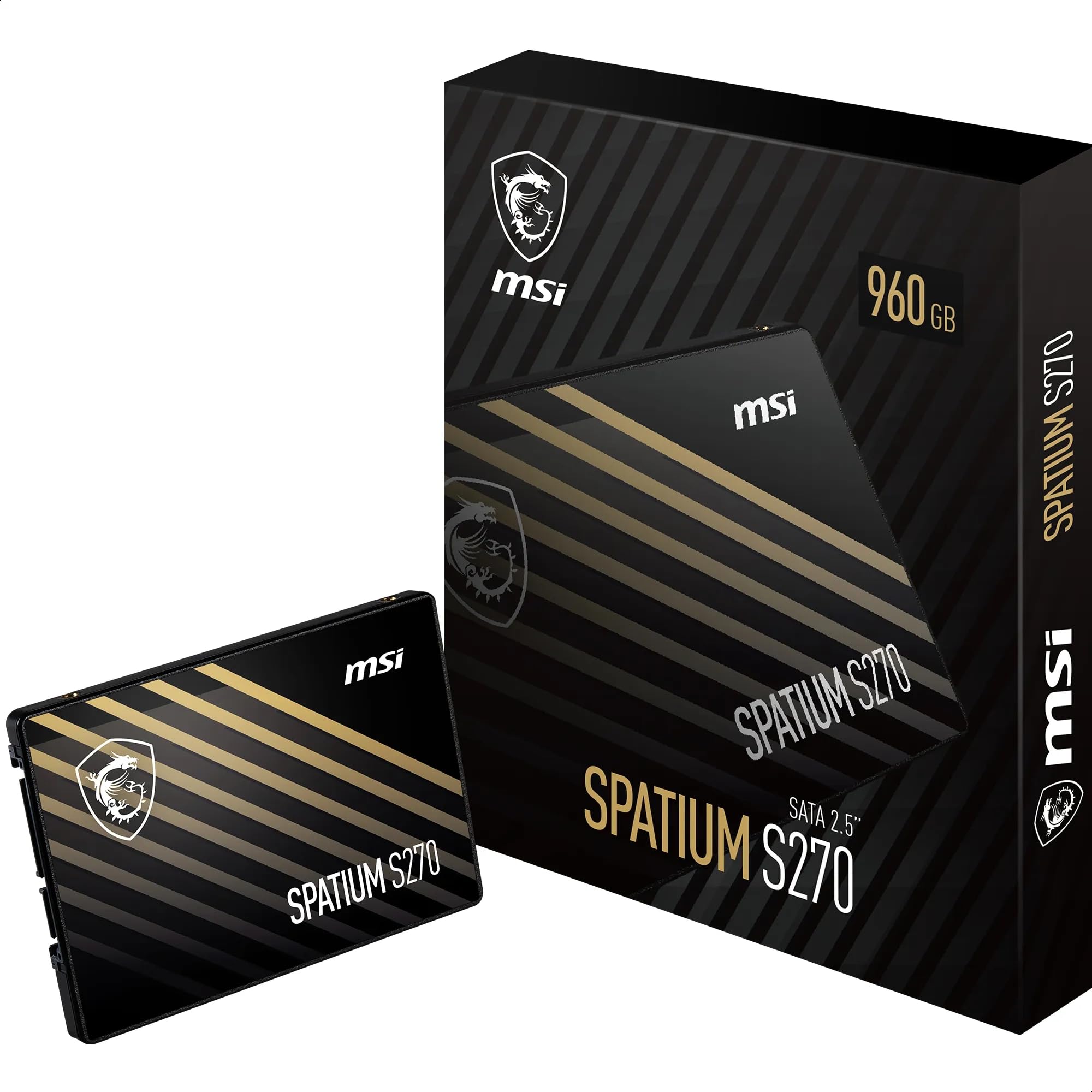 MSI SPATIUM S270 SATA 2.5 960GB - Internal Solid State Drive, 500MB/s Read & 450MB/s Write, 3D NAND, Built-In Data Security, MSI Center - 5 Year Warranty (500 TBW