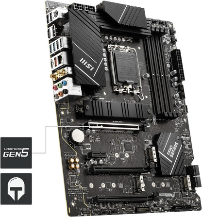 MSI PRO Z790-P WIFI Motherboard ATX - Supports Intel Core 12/13th Gen Processors, LGA 1700, DDR5 Boost (7000+MHz/OC), 1 x PCIe 5.0 x16, 1 x PCIe 4.0 x16, 4 x M.2 Gen4, 2.5Gbps LAN, Wi-Fi 6E