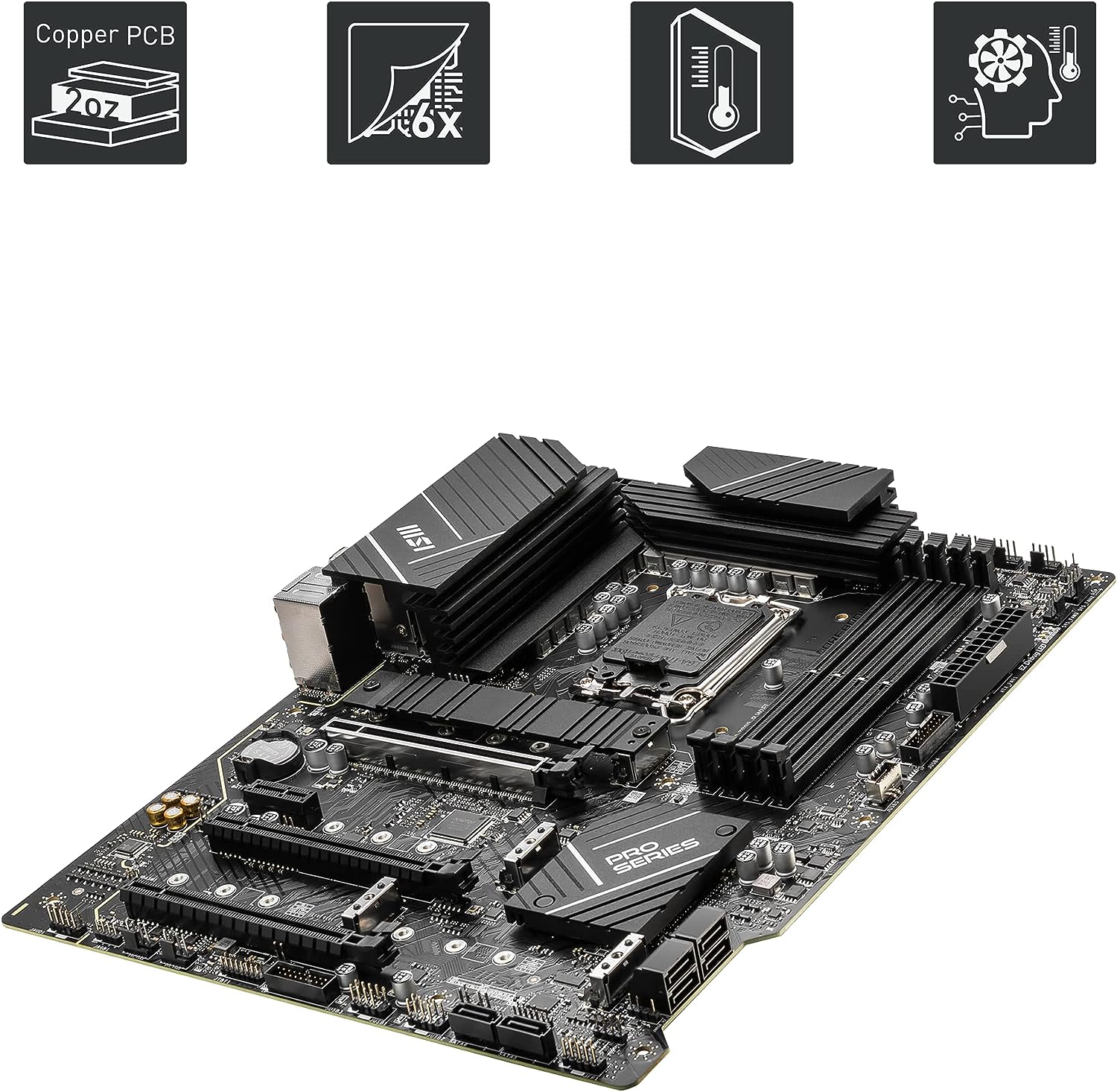 MSI PRO Z790-P WIFI Motherboard ATX - Supports Intel Core 12/13th Gen Processors, LGA 1700, DDR5 Boost (7000+MHz/OC), 1 x PCIe 5.0 x16, 1 x PCIe 4.0 x16, 4 x M.2 Gen4, 2.5Gbps LAN, Wi-Fi 6E