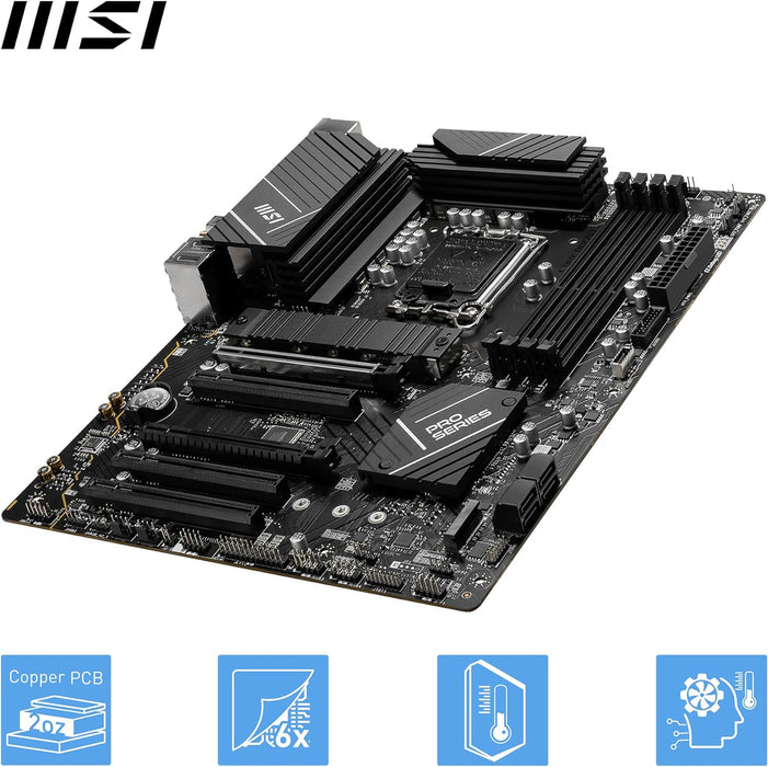 MSI PRO B760-P WIFI DDR4 Motherboard, ATX - Supports Intel 12th & 13th Gen Core Processors, LGA 1700 - DDR4 Memory Boost 5333+MHz/OC, PCIe 4.0 x16 Slots, M.2 Gen4 Slots, 2.5G LAN, Wi-Fi 6E