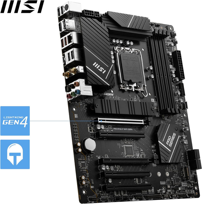 MSI PRO B760-P WIFI DDR4 Motherboard, ATX - Supports Intel 12th & 13th Gen Core Processors, LGA 1700 - DDR4 Memory Boost 5333+MHz/OC, PCIe 4.0 x16 Slots, M.2 Gen4 Slots, 2.5G LAN, Wi-Fi 6E