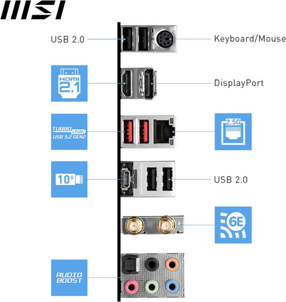 MSI PRO B760-P WIFI DDR4 Motherboard, ATX - Supports Intel 12th & 13th Gen Core Processors, LGA 1700 - DDR4 Memory Boost 5333+MHz/OC, PCIe 4.0 x16 Slots, M.2 Gen4 Slots, 2.5G LAN, Wi-Fi 6E