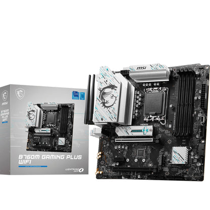MSI B760 GAMING PLUS WIFI Motherboard, ATX - Supports Intel 12th & 13th Gen Core Processors, LGA 1700 - 75A DrMOS VRM, DDR5 Memory Boost 6800+MHz/OC, PCIe 4.0 x16, M.2 Gen4, Wi-Fi 6E