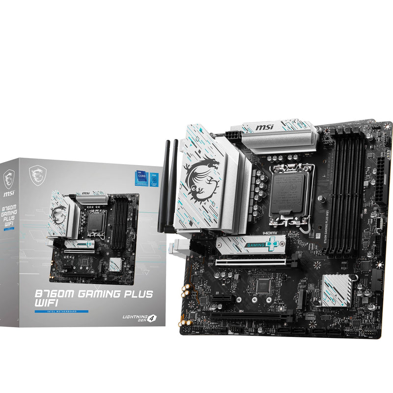 MSI B760 GAMING PLUS WIFI Motherboard, ATX - Supports Intel 12th & 13th Gen Core Processors, LGA 1700 - 75A DrMOS VRM, DDR5 Memory Boost 6800+MHz/OC, PCIe 4.0 x16, M.2 Gen4, Wi-Fi 6E