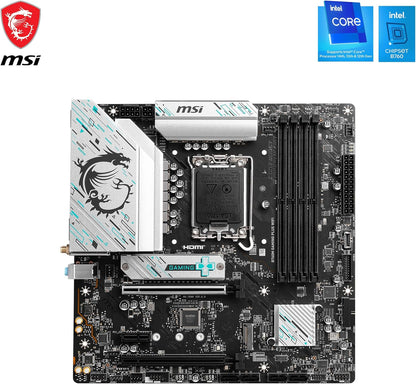 MSI B760 GAMING PLUS WIFI Motherboard, ATX - Supports Intel 12th & 13th Gen Core Processors, LGA 1700 - 75A DrMOS VRM, DDR5 Memory Boost 6800+MHz/OC, PCIe 4.0 x16, M.2 Gen4, Wi-Fi 6E