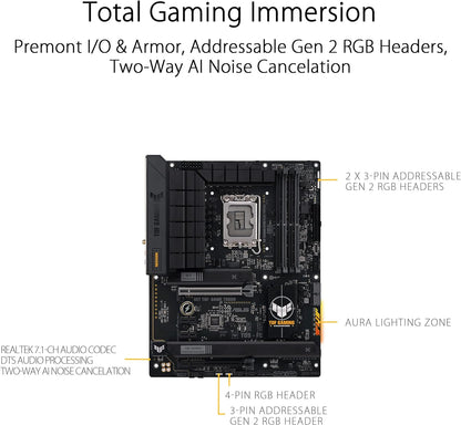 ASUS TUF Gaming B760-PLUS WiFi D4, Intel LGA 1700, 4 x DIMM DDR4, 1 x Display Port, 1 x HDMI