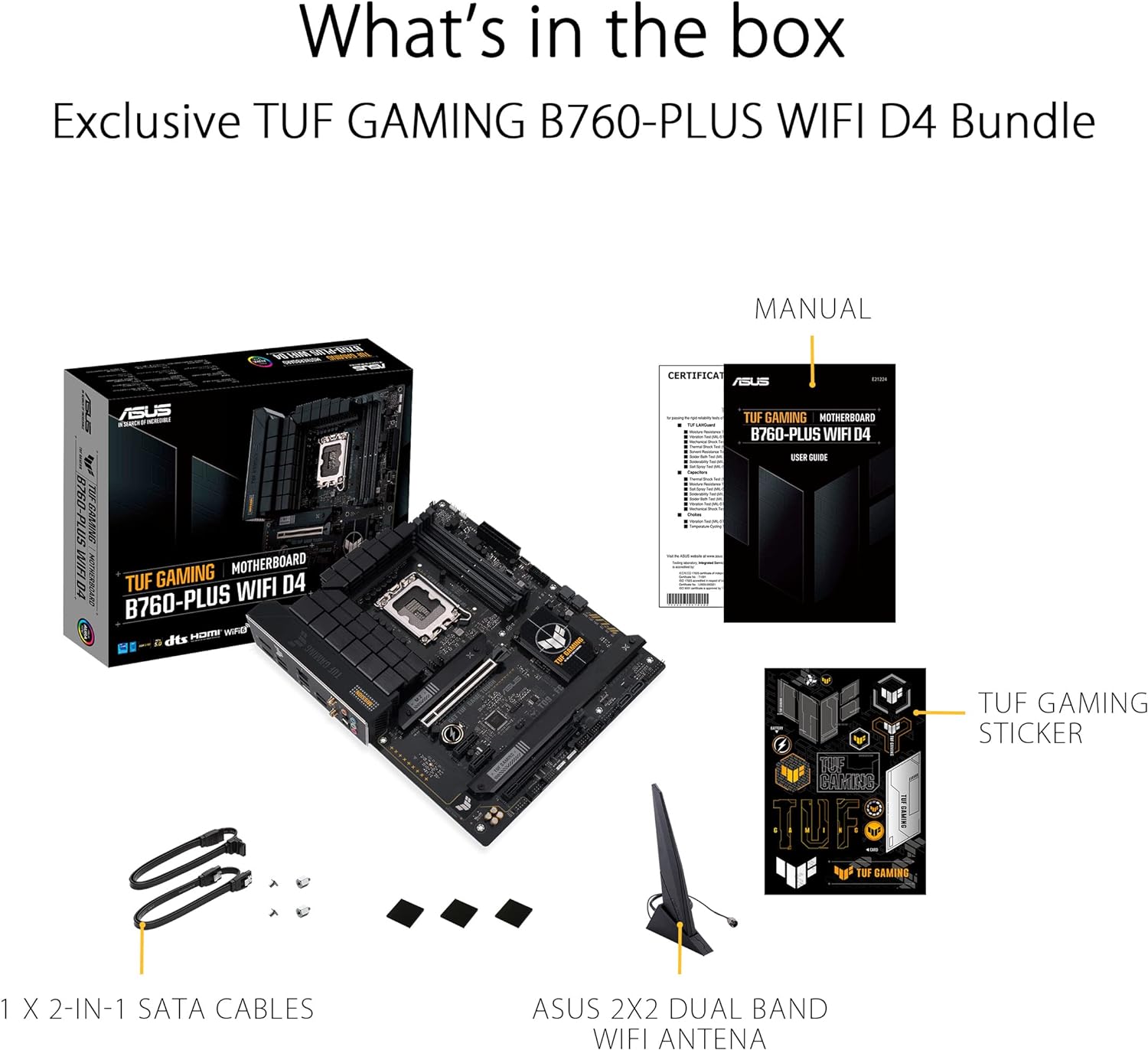 ASUS TUF Gaming B760-PLUS WiFi D4, Intel LGA 1700, 4 x DIMM DDR4, 1 x Display Port, 1 x HDMI