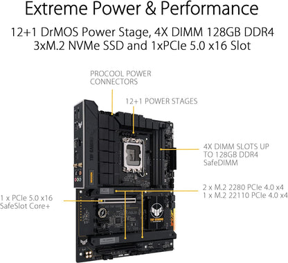 ASUS TUF Gaming B760-PLUS WiFi D4, Intel LGA 1700, 4 x DIMM DDR4, 1 x Display Port, 1 x HDMI
