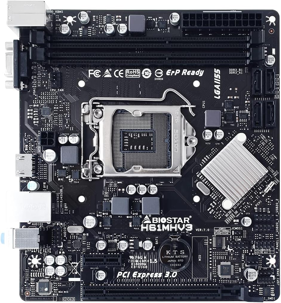 BIOSTAR PC and Laptop Accessories Brand Model Motherboard 1155 H61MHV3 MATX