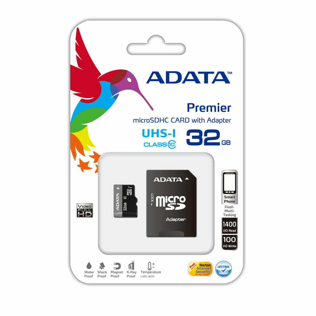 Micro Sd Memory Card With Adaptor Adata Class10 32 Gb