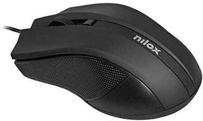 Nilox, Mouse Ottico USB 1600 Dpi, Mouse Ergonomico con Tracking Ottico 1600 Dpi, Configurazione Semplice con Plug and Play, Compatibile con Windows, Mac e Linux, Nero