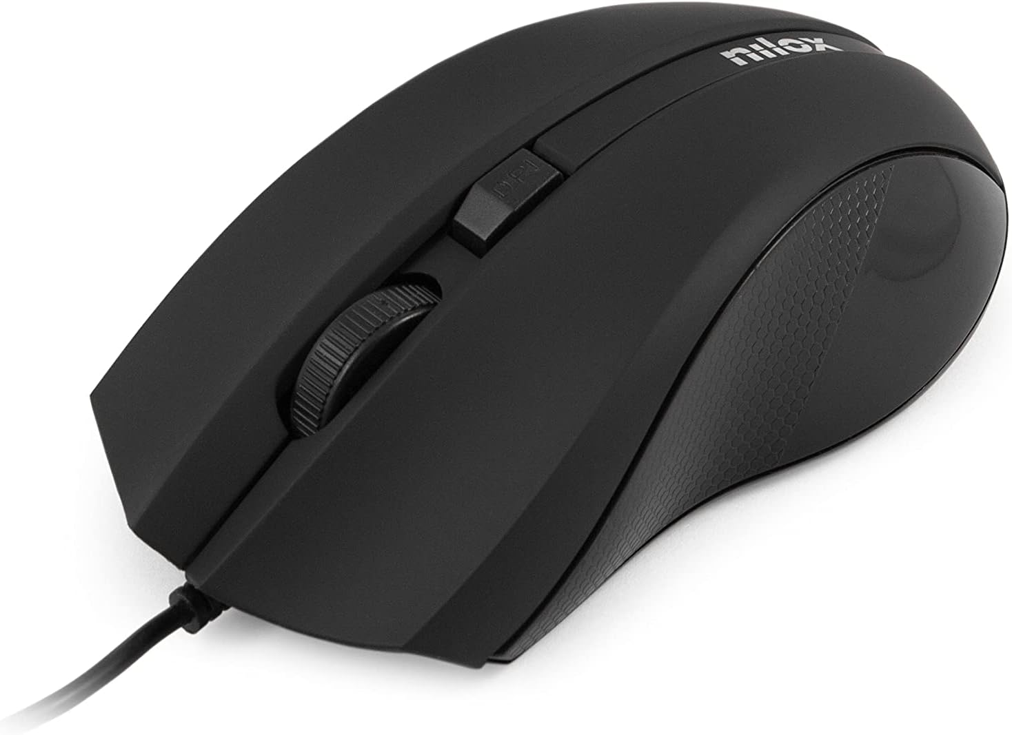 Nilox, Mouse Ottico USB 1600 Dpi, Mouse Ergonomico con Tracking Ottico 1600 Dpi, Configurazione Semplice con Plug and Play, Compatibile con Windows, Mac e Linux, Nero