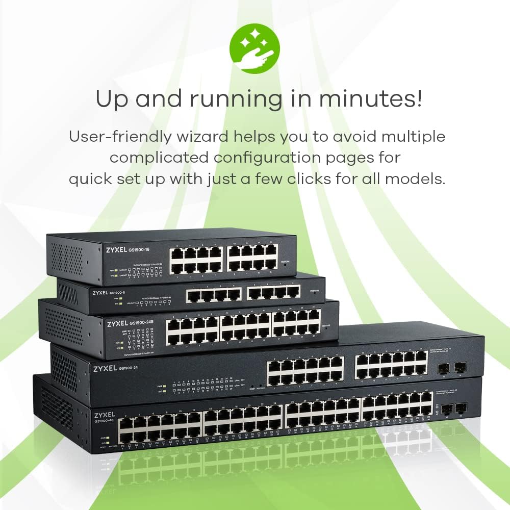 Zyxel 8-Port Gigabit PoE Switch | Smart Managed | Desktop / Wall Mount and Fanless Design | 8 PoE+ Ports with a Budget of 77W and 2 SFP Ports | VLAN, IGMP, QoS