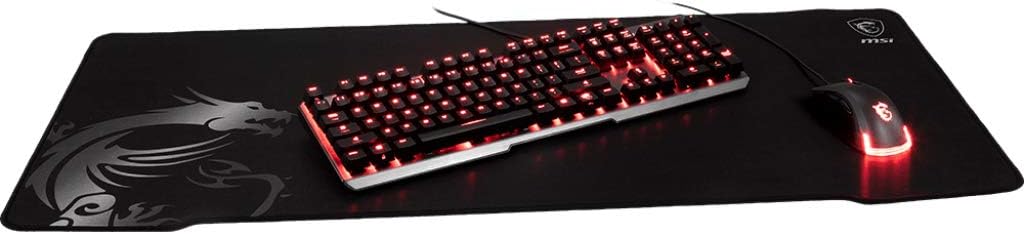 MSI AGILITY GD70 - XXL Extended Gaming Mouse Pad, Silk Gaming Fabric Surface, Soft Seamed Edges, Anti-Slip Base - 900 x 400 x 3 mm