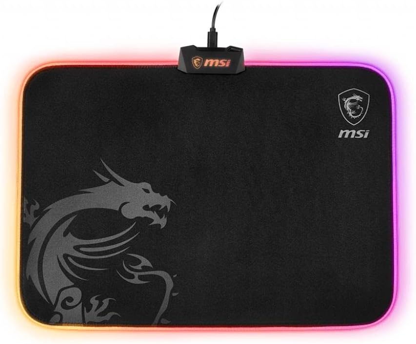 MSI AGILITY GD60 - RGB Gaming Mouse Pad, Low Friction Textile Surface, Soft Seamed Edges, Anti-Slip Base - 386 x 276 x 4 mm RGB GD60