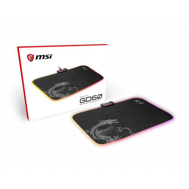 MSI AGILITY GD60 - RGB Gaming Mouse Pad, Low Friction Textile Surface, Soft Seamed Edges, Anti-Slip Base - 386 x 276 x 4 mm RGB GD60