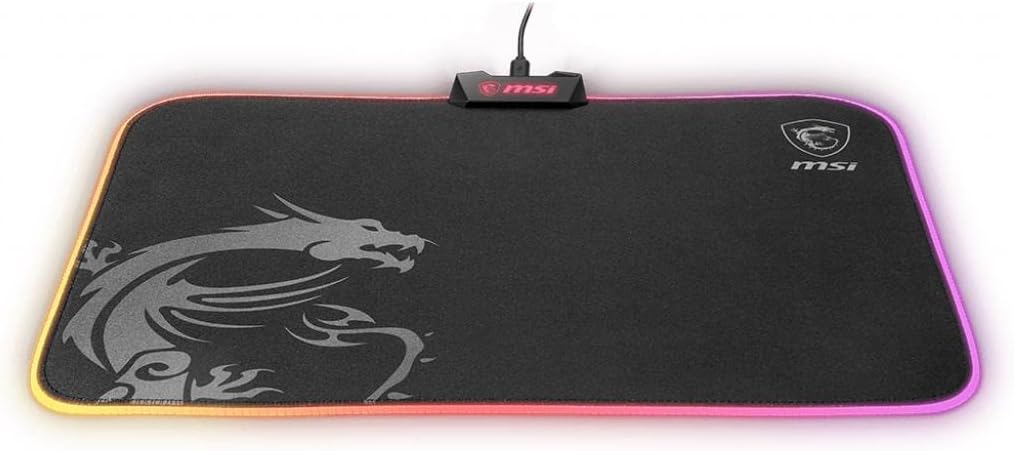 MSI AGILITY GD60 - RGB Gaming Mouse Pad, Low Friction Textile Surface, Soft Seamed Edges, Anti-Slip Base - 386 x 276 x 4 mm RGB GD60