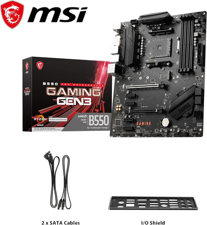 MSI B550 GAMING GEN3 Motherboard, ATX, AM4 - AMD Ryzen 5000 Ready - DDR4 Boost 4400+MHz/OC, PCIe 3.0 x16 Slots, 1 x M.2 Gen3 Slot, 1G LAN