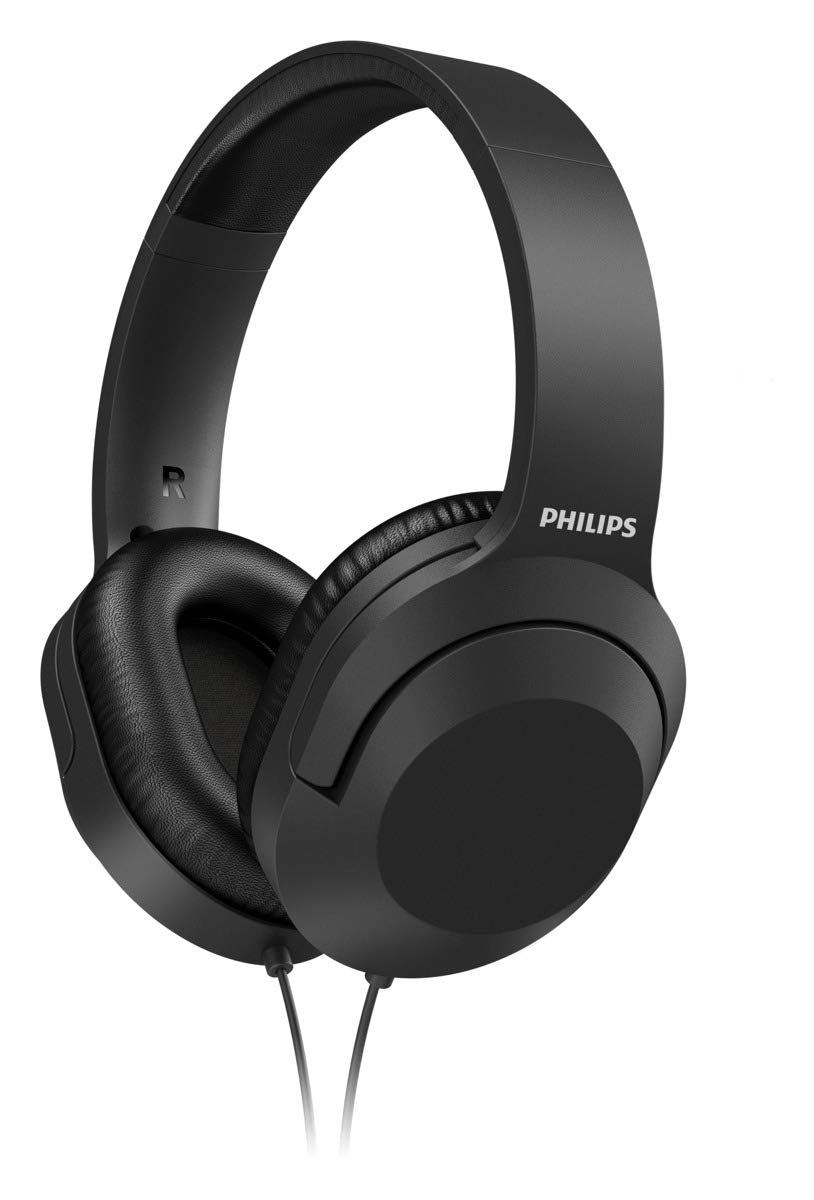 Philips Audio H2005BK/00 Over-Ear Stereo Headphones Wired (2 m Cable, 40 mm Neodymium Drivers, Passive Noise Isolation) Black & Sony MDR-ZX110 Overhead Headphones - Black, BASIC, Pack of 1