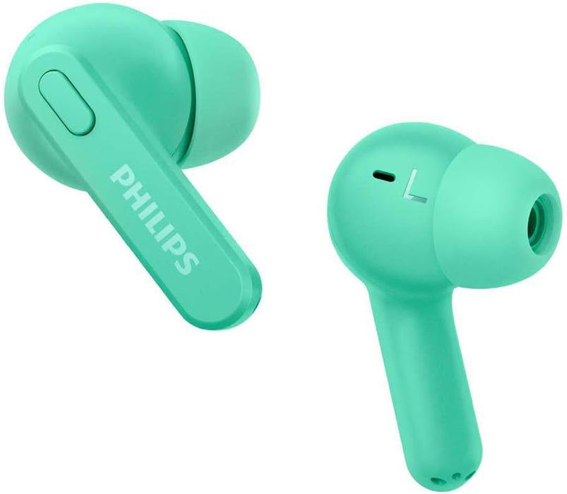 PHILIPS TAT2206GR/00 Earbuds, Adults In Ear Earbuds, Splash and Sweat Resistant, Bluetooth, Up to 18 Hours Play Time, Soft silicone Ear-Tip Covers in 3 Sizes, Built In Mic, Comfortable Fit