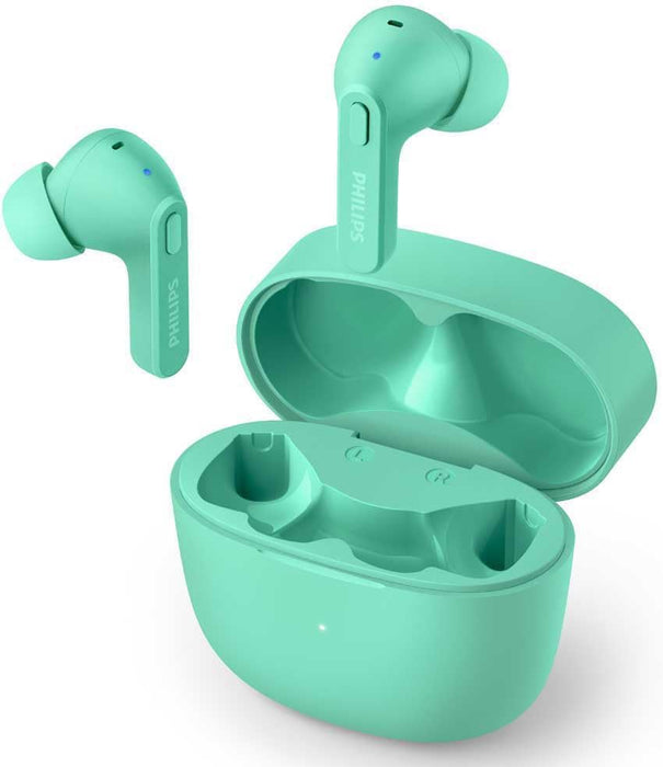 PHILIPS TAT2206GR/00 Earbuds, Adults In Ear Earbuds, Splash and Sweat Resistant, Bluetooth, Up to 18 Hours Play Time, Soft silicone Ear-Tip Covers in 3 Sizes, Built In Mic, Comfortable Fit