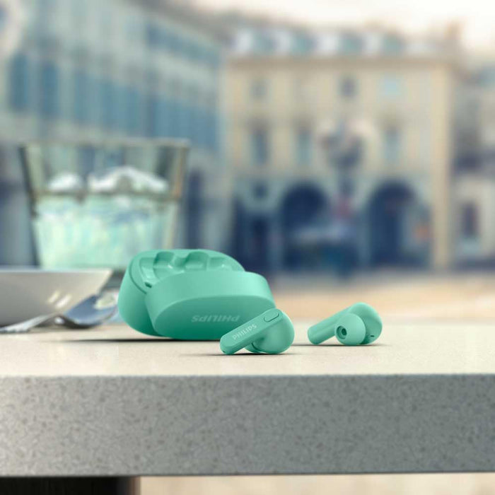 PHILIPS TAT2206GR/00 Earbuds, Adults In Ear Earbuds, Splash and Sweat Resistant, Bluetooth, Up to 18 Hours Play Time, Soft silicone Ear-Tip Covers in 3 Sizes, Built In Mic, Comfortable Fit