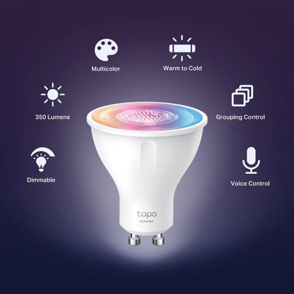 TP-Link Tapo Smart WLAN Light Bulb GU10 Tapo L630, Energy Saving, 3.5 W Equivalent to 50 W, Multicoloured Dimmable Alexa Smart Lamp, Smart Home Alexa Accessories, 16 Million Colours 1er pack Multi-col