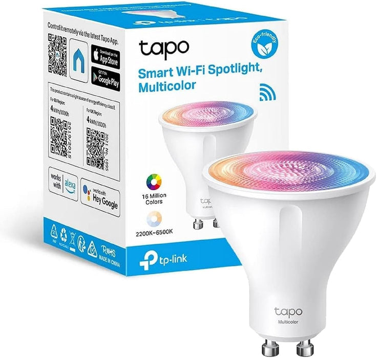 TP-Link Tapo Smart WLAN Light Bulb GU10 Tapo L630, Energy Saving, 3.5 W Equivalent to 50 W, Multicoloured Dimmable Alexa Smart Lamp, Smart Home Alexa Accessories, 16 Million Colours 1er pack Multi-col