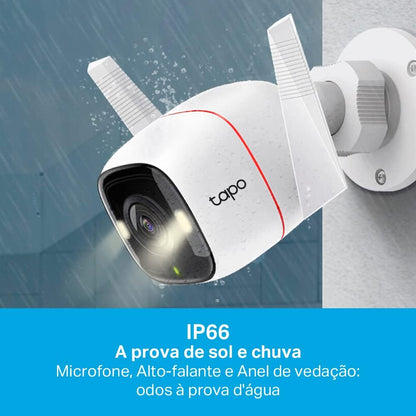Tapo TP-Link C320WS Überwachungskamera Außen, WLAN IP Kamera, 4MP Hochauflösung, 30m Vollfarb-Nachtsicht, Bewegungserkennung, IP66 wasserdicht, Alarmmeldung,Zwei Wege Audio, Weiss, 1 Stück