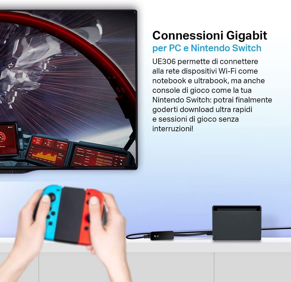 TP-Link UE306 USB auf Ethernet Adapter, USB 3.0 zu RJ45 1000Mbps Ethernet LAN Netzwerkadapter, Plug-and-Play in Nintendo Switch, Windows 11/10/8.1, Mac OS und Linux OS