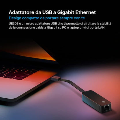 TP-Link UE306 USB auf Ethernet Adapter, USB 3.0 zu RJ45 1000Mbps Ethernet LAN Netzwerkadapter, Plug-and-Play in Nintendo Switch, Windows 11/10/8.1, Mac OS und Linux OS