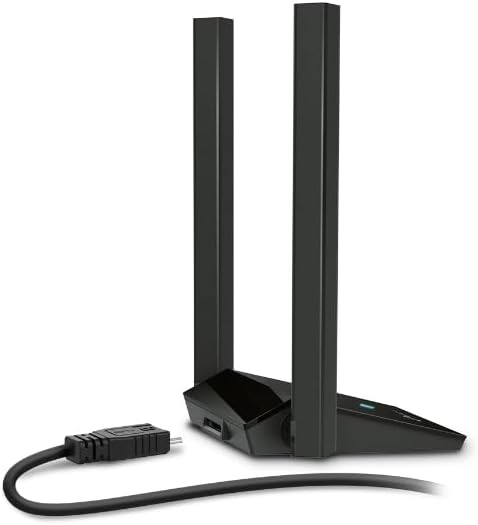 TP-Link AX1800 Wi-Fi 6 Dual Antennas High Gain Wireless USB 3.0 Adapter, Dual-Band, Auto Driver, MU-MIMO, Low- Latency, 1m Cable, Supports Windows 10/11, Highly Secure WPA3 (Archer TX20U Plus), Black